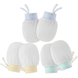 Newborn Baby Mittens - 3 Pair Baby Scratch Mittens, Soft Adjustable Anti-Scratch Cotton Gloves for Infant and Toddler Boys and Girls - Perfect for Newborn Baby Care