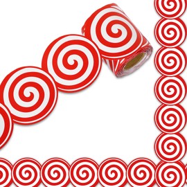 Whaline 32.8Ft Christmas Bulletin Board Border Rotating Xmas Candy Die Cut Trim Border Roll for Christmas Winter Classroom Home Party Supplies