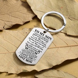 Waeceip Son Keychain Gift from Dad Mom Inspirational Gifts Family Keychain Encouragement Key Chain Birthday Gift Graduation Jewellery (Son Mom)