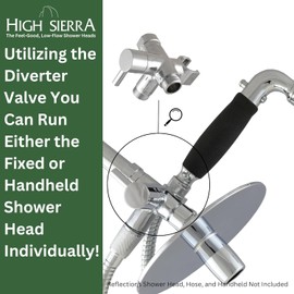 High Sierra® - Solid Metal 3-Way Combination Shower System Adapter With Diverter Valve and Built-in Handheld Holder - Matte Black Finish