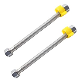 Qrity 2 Pieces G 1/2" x G 1/2" Stainless Steel Braided Hose Flexible Water Plumbing Pipe for Bathroom Toilet Taps Kitchen Sink Water Inlet Hoses, 10cm