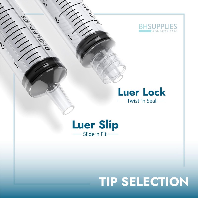BH Supplies 1mL Luer Slip Tip Syringes (No Needle) -