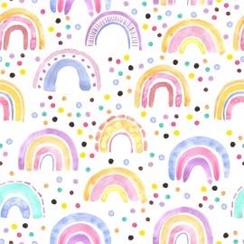 AROMMO Boho Rainbow Wall Dots Peel and Stick Vinyl Wall Mural for Nursery - Cute Rainbow Colorful Dots - 17.7" x 118.1"fectious color!