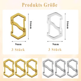 Canollo Pack of 6 Chain Clasps with Double Opening, S-Lock Bracelet Clasp, 16 mm Mini Lobster Clasp, Silver and Gold, Clasps Set for Bracelets, Necklaces, Jewellery Making