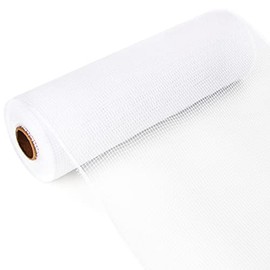Ribbli White Mesh Ribbon for Wreath,10 inch x 30 feet(10Yard), Christmas Ribbon for Wreath Swags and Christmas Tree Decoration (Non-Metallic)