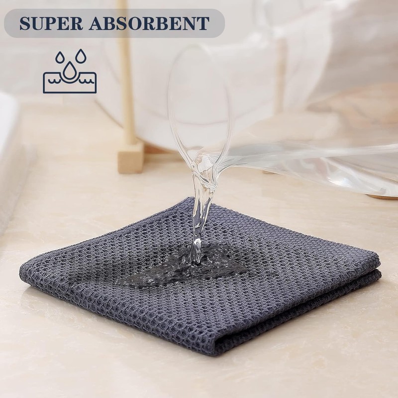 HYER KITCHEN 100% Cotton Waffle Weave Kitchen Dish Towels, Super