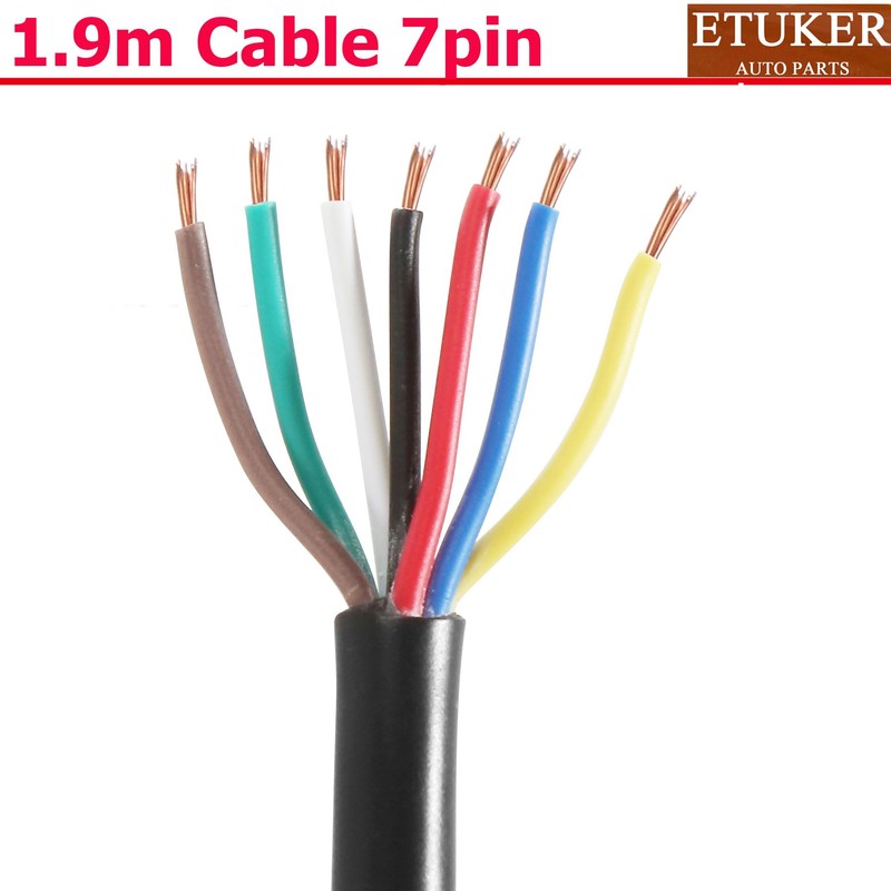 ETUKER 7Pin Pre-Wired Socket with 1.9M Cable,Towbar Socket Metal (7MZ)