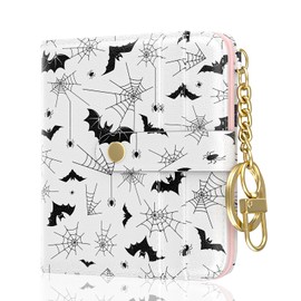 Aiawoxc Womens Wallet, RFID Small Wallets for Women, Slim Compact Credit Card Holder Wallet, Cute Leather Bifold Ladies Purse with Zipper Coin Pocket & ID Window(Gothic Bats)