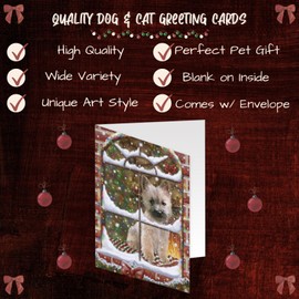 Doggie of the Day Please Come Home for Christmas Cairn Terrier Dog Note Cards - Adorable Pets Invitation Cards with Envelopes - Pet Artwork Christmas Note Cards GCD49337 (50 Greeting Cards)