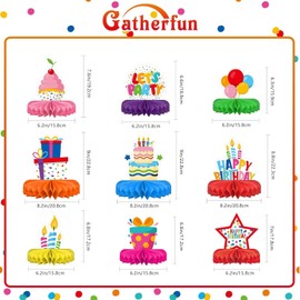 JINJUMEI Pack of 9 Honeycomb Balls Table Decoration, Children's Birthday Party Table Decoration, Honeycomb Balls Decoration 3D Style Honeycomb Birthday Party Decorations, Honeycomb Centrepieces