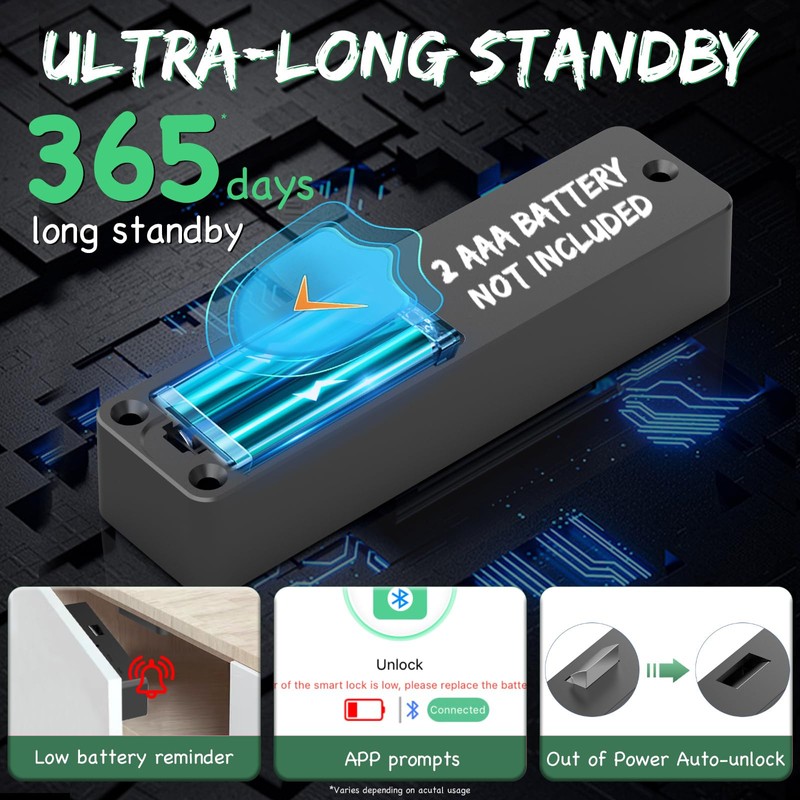Dhiedas Smart RFID Cabinet Lock, Hidden Digital Electronic Bluetooth RFID
