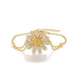 Santuzza 925 Sterling Silver Daisy Bracelet Yellow Spinel Cubic Zirconia Gemstone Flower Bracelet for Women