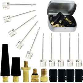 Naturahand 20 Pcs Inflator Needles Converter Pump Kit Bicycle Valve Adapter DV AV SV Converter Basketball Pump Football Ball Pump Sports Ball Inflator Equipment