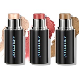 Paquete de 3 barras de contorno maduras con cepillo para esculpir la forma de la cara, #1 | Contouring Stick with Highlighter Blush Bronzer for Cheeks