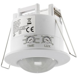 ChiliTec Ceiling Motion Sensor 360° Infrared Motion Sensor Adjustable 6 m Range Hole Diameter 60 mm 230 V PIR Sensor for Ceilings White