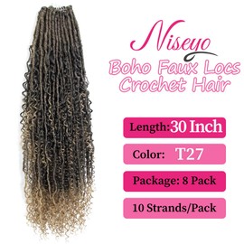 Faux Locs with Curly Ends Soft Goddess Locs Crochet Hair 30 Inch T27