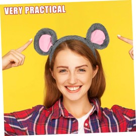 Beavorty 3pcs Cute Mouse Costume Headband Plush Grey Animal Ear Hairband for Party Cosplay Festival Soft Comfortable Mouse Ears Accessory for Women