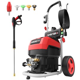 AMERISUN 2800 PSI Pressure Washer, 2.0 GPM Electric Power Washer with Foam Tank, 5 Quick-Connect Nozzles & 8" Wheels, Portable High-Pressure Cleaner for Car, Deck, Fence & Outdoor Use