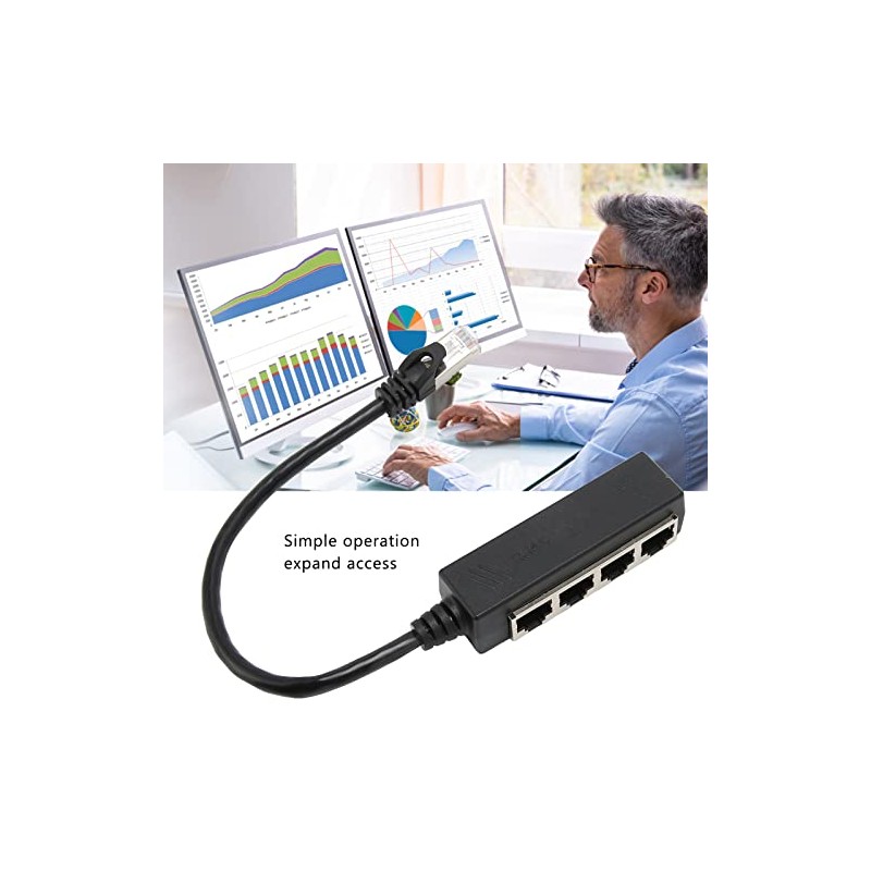 Adaptador RJ45 Cable Divisor Ethernet - 1 a 4 Puntos,