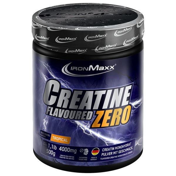IronMaxx Creatine Powder Flavoured Zero - Tropical, 500 g Tin