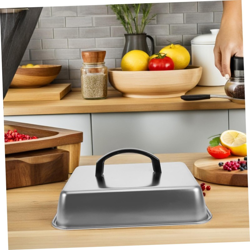 Toddmomy Stainless Steel Rectangular Basting Cover Lid Heat Resistant Cheese