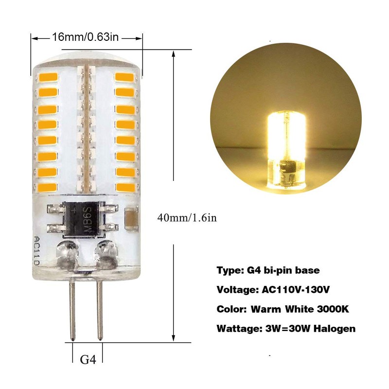 ZHENMING 110V- 130V G4 LED Bulb 120V Dimmable 3W (Not