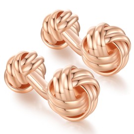 HONEY BEAR Knot Twisted Cufflinks for Men Shirt Wedding Business Gift, Copper, No Gemstone
