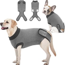 IDOMIK Dog Recovery Suit for Female Spay - Adjustable Anti-Licking Dog Post Surgery Onesie, Male Female Dog Neuter Spay Suits, Soft Abdominal Wound Bandage & E-Collar Cone Alternative
