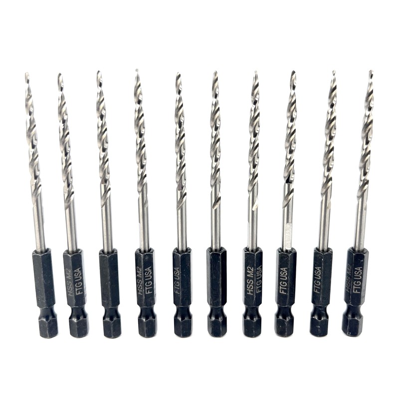 FTG USA 10 Pc 9/64" (#6) Tapered Drill Bits for