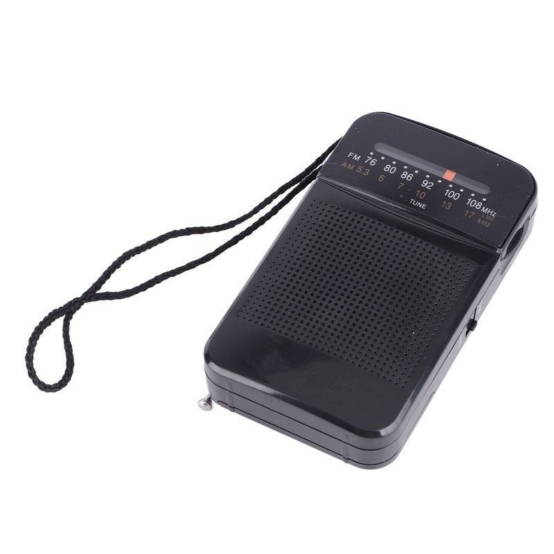 Portable AM FM Radio Black Color Headset Pluggable Built in