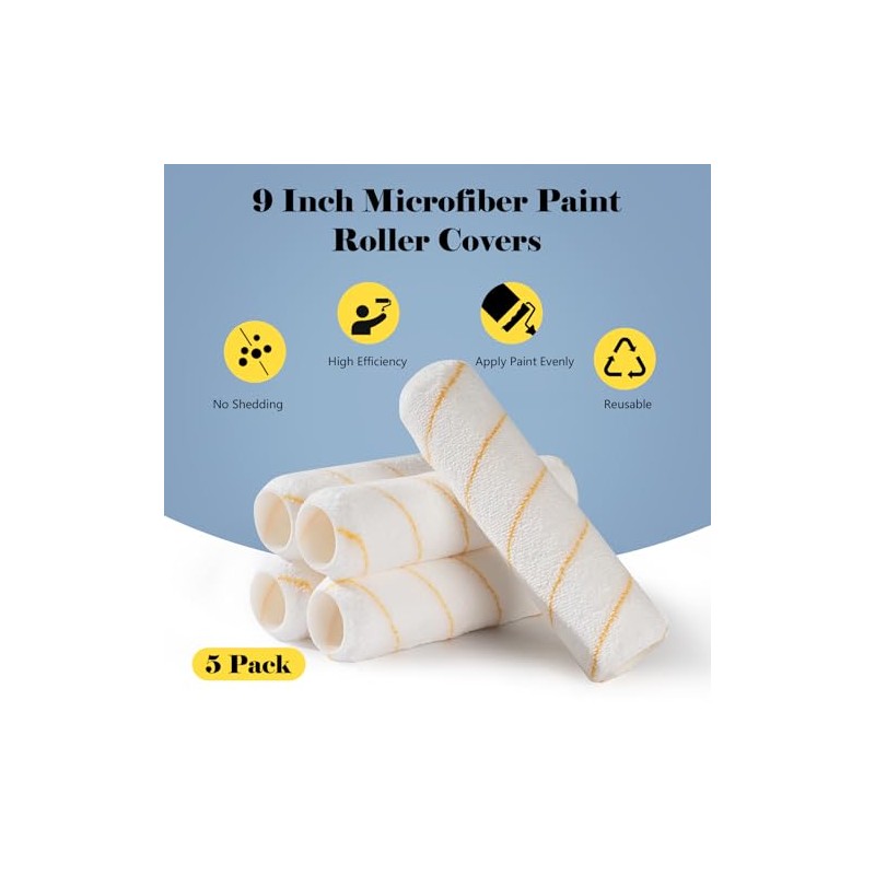 Mister Rui Paint Rollers, 5 Pack, 9 Inch Paint Roller