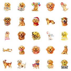 50 Pcs Golden Retriever Stickers Pack for Kids Teens Adults, Cute Golden Retriever Dog Waterproof Vinyl Stickers and Decals for Water Bottles Luggage Computer Skateboard Laptop Phone Guitar