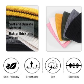Baynetin Winter Beanie Hat, Unisex Stretchy Soft Cuffed Skullcap,Thermal Striped Roll up Edge Winter Hat (Cymbidium)