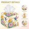 DELORIGIN Flowers Tissue Box Holder, Hummingbird Square Tissue Box Cover