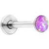 Body Candy Steel 3mm Synthetic Pink Opal Internally Threaded Labret