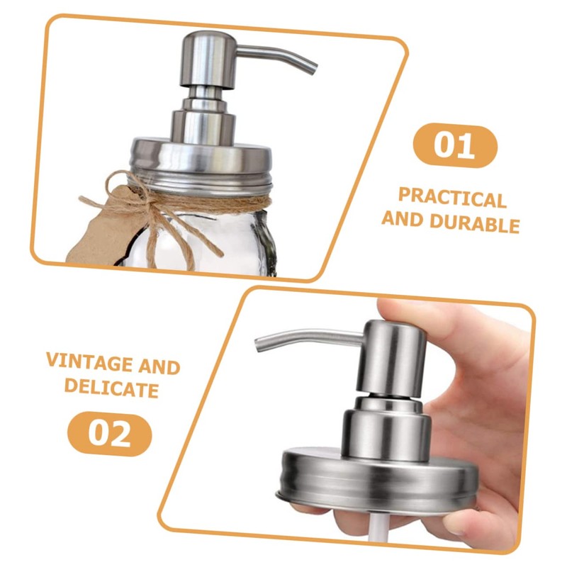 NOLITOY 4Pcs Stainless Steel Soap Pump Replacement Lids for Mason