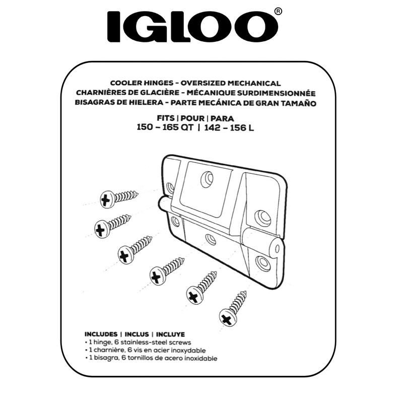 Igloo Cooler Oversized Mechanical Hinge for 150-165 QT Coolers, Black