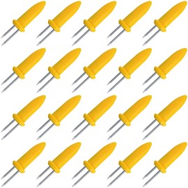 LaoChoes 20 Pcs Stainless Steel Corn on the Cob holders, BBQ Corn on a Skewer, Corn on the Grill