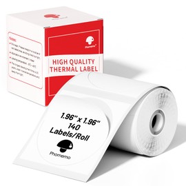 Phomemo Multi-Purpose Self-Adhesive Round Circle Label for Phomemo M110/M100/M220/M221/M108 Label Maker, 1.96" x 1.96"（50x50 mm） Thermal Labels for Barcode, DIY Logo Design, Black on White