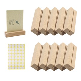 EASYKEENECOM Pack of 10 Wooden Card Holders, Sturdy Place Card Holder Beech Wood for Post, Photo, Memo, Calendar, Menu, Elegant Table Decoration for Birthdays, Weddings, Festivals, Anniversaries