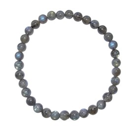 Labradorite Bracelet Ball Diameter 6 mm A * Good Quality of Madagascar and Exquisite Blue Shimmer. (3857)