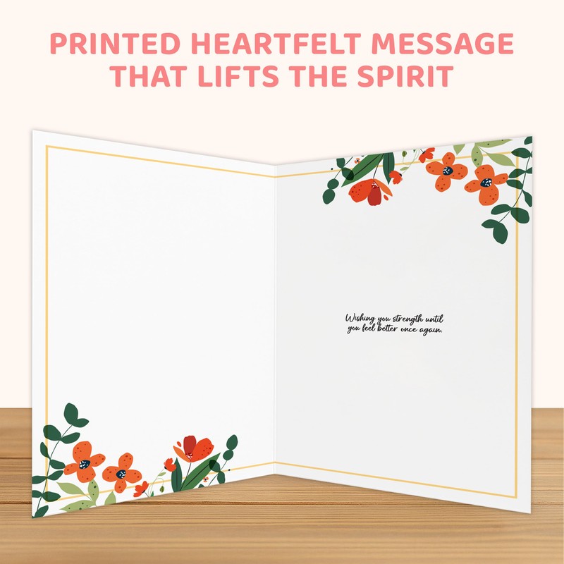 Decorably Pink and Gold Foiled 5x8in Individual Get Well Card