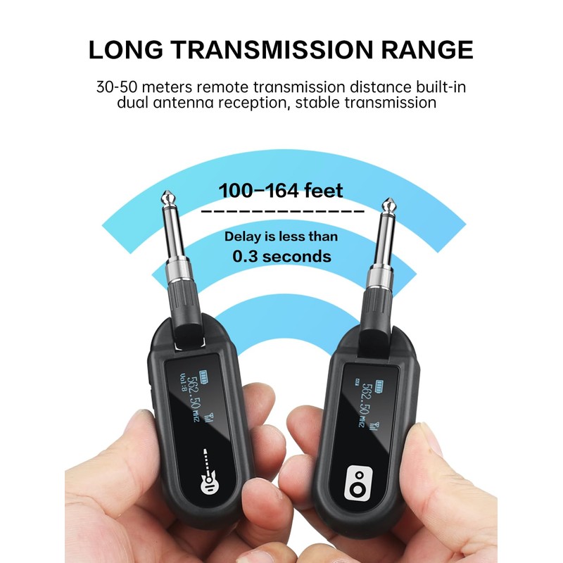 EBJ Wireless Guitar System UHF Wireless Guitar Transmitter Receiver Rechargeable