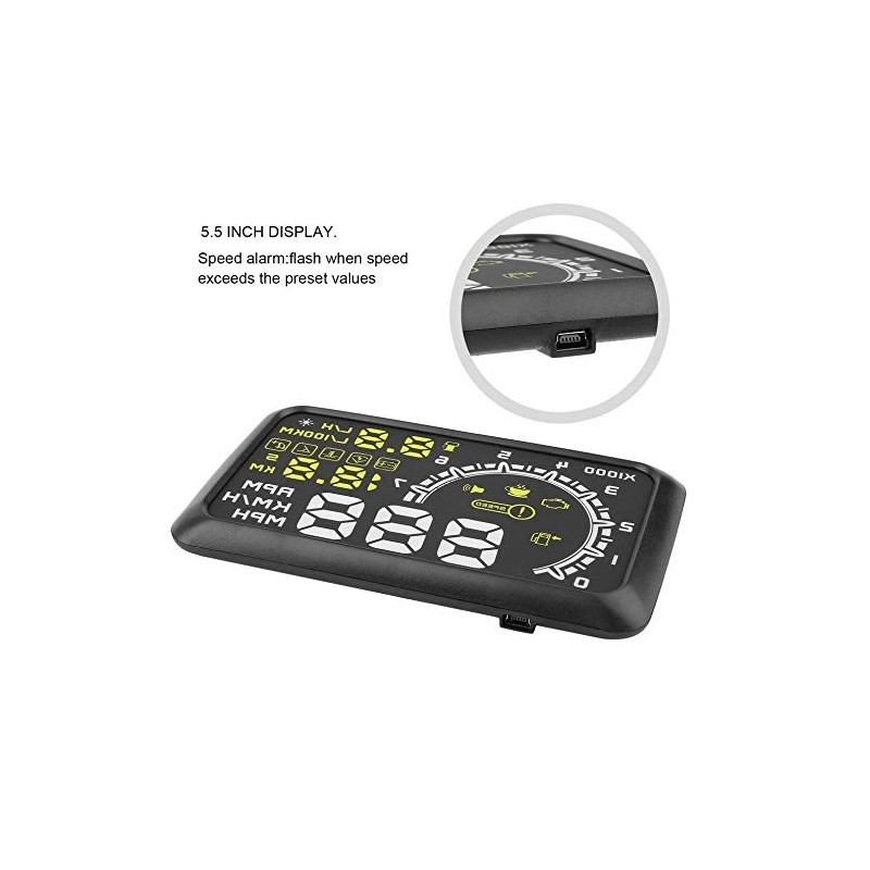 5.5"Big Screen Windshield HUD Head Up Display OBD2 EOBD L/H