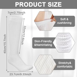 3 Pairs of Women's Slouch Socks, Stockings, Women's Leg Warmers, Boot Socks, Women, Knee Socks, Long Socks, Soft Knitted Scrunch Socks, One Size for Autumn and Winter, Stacked Socks, Black + light