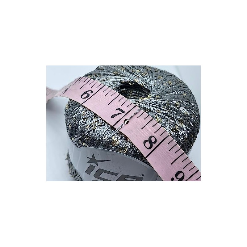 Petite Paillette Grey with Gold Mini Sequins Yarn - 50