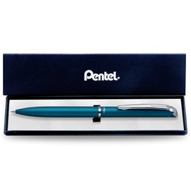 Pentel EnerGel Bolígrafo Elegante, 0.7 mm, Cuerpo Turquesa, Metálico, Tinta Negra, Estuche con 1 Pieza, BL2007S-A-EST