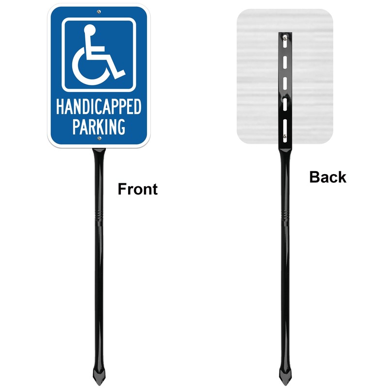 2Pack Reserved Handicap Parking Sign with 54 Inch Heavy Duty