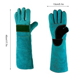 Pizsieat 1 Pair Animal Handling Gloves 45cm Bite Proof Gloves Leather Anti-Bite Gloves for Gardening, Grooming, Dog Training, Welding, Cat Scratch, Anti-Bite Protection Gloves