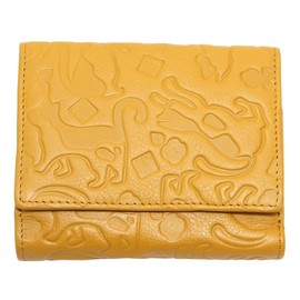 Hasegawa Shuhei Nomura Women's Cat Pattern Bi-Fold Wallet Coin Purse Bill Purse, yellow